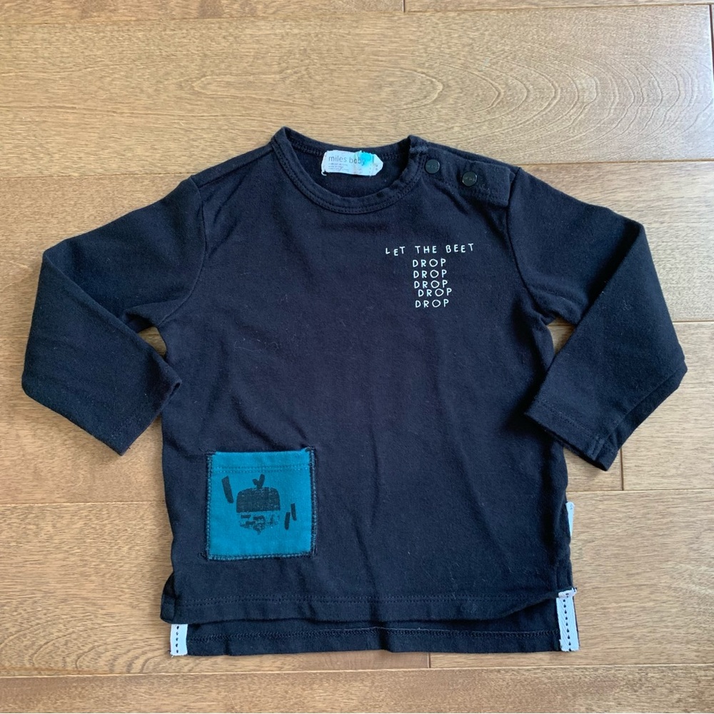 2/$10 MILES BABY Baby boy long sleeve top 9m beet
